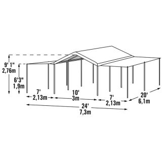 ShelterLogic 20ft. x 10ft. 1 3/8in. 8-Leg Canopy White Cover w/ Enclosure & Extension Kits — 20ft.L x 10ft.W x 9ft.H, Model# 23532  Max   1 3/8in. Dia. Frame Canopies