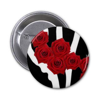 RED ROSES ON BLACK AND WHITE ZEBRA PRINT BUTTONS