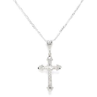 Sterling Essentials Sterling Silver Diamond cut Crucifix Necklace