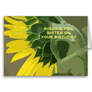 Missing you on birthday Sister, paint Sunflower Greeting Cards