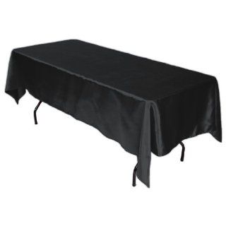 LinenTablecloth 60 x 102 Inch Rectangular Satin Tablecloth Black   Polyester Tablecloth Black