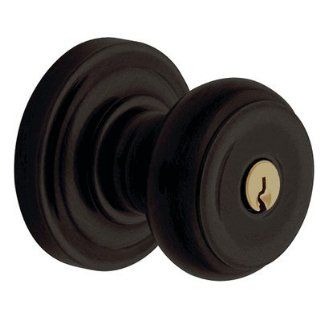 Baldwin 5214.102.entr Oil Rubbed Bronze Keyed Entry Colonial Knob with 5048 Rose   Doorknobs  