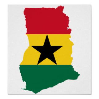 Ghana Flag Map full size Print