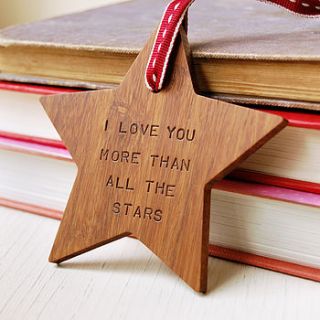 personalised valentine's day wooden star by clara and macy