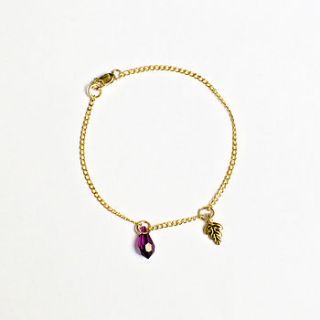 14ct gold leaf charm & crystal bracelet by love isis