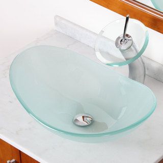 ELITE GD33F371023C Tempered Bathroom Glass Vessel Sink Elite Bathroom Sinks