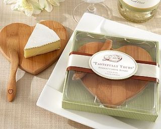 heart shaped bamboo cheese board by hope and willow