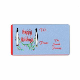 Holiday Penguins Gift Tags Address Label