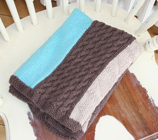 cables and diamonds baby throw by knitknacks company