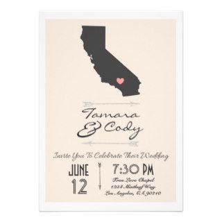 A Beige Colored California Wedding Invitation
