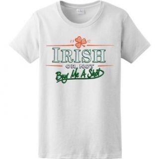 WOMENS T SHIRT  PINK   SMALL   Irish or Not   Buy Me A Shot   Funny St Patricks Day Clothing