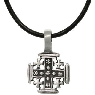Carolina Glamour Collection Pewter/ Leather Five Cross Necklace Carolina Glamour Collection Pewter Necklaces