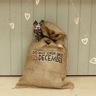 'do not open until 25th december' santa sac by ella james