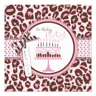 Cheetah Print & Birthday Cake Custom Invites
