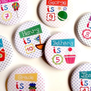 personalised birthday badge by emily parkes art