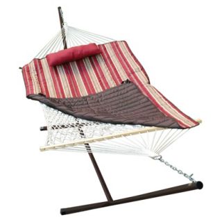 Patio 12 Hammock & Stand Set   Natural/Red/Brown
