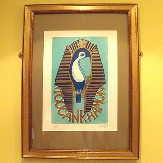 toucankhamun hand printed linocut print by cardinky