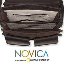 Leather 'Let's Go' Medium Briefcase (Mexico) Novica Leather Bags
