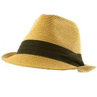 Men's Summer Classic Fedora Trilby Black 3 Pleat Hatband Hat Toast S/M 56cm at  Mens Clothing store