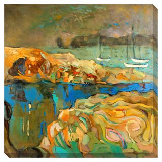 Abstract Sea Boats Oversized Gallery Wrapped Canvas Canvas