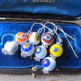 venetian glass millefiori flower bead earrings by ava mae designs
