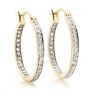 14K Yellow Gold .33ct White Diamond Inside/Out Hoop Earrings