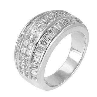 14k White Gold 2 1/2ct TDW Princess and Baguette Mixed Cut Diamond Ring (G H, SI1 SI2) One of a Kind Rings