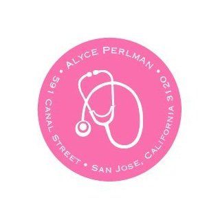 Simple Pink Stethoscope Round Stickers   Childrens Decorative Stickers