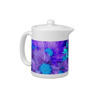 Purple N Turquoise Daisies Teapot