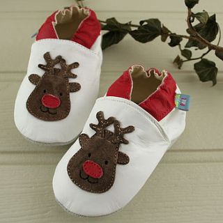 reindeer soft leather baby shoes by snuggle feet