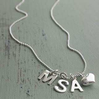 personalised initial necklace with heart by highland angel