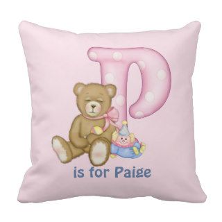 Teddy Bear Letter P Monogram Pillow