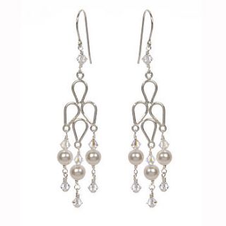 pearl swarovski crystal chandelier earrings by yarwood white