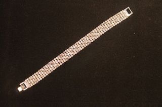 silver plated five row diamante bracelet by diamond affair