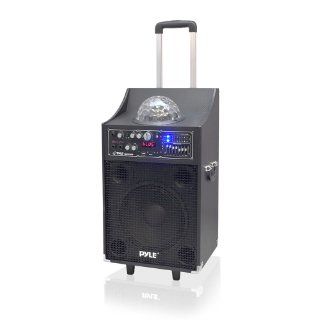 Pyle PSUFM1049A 600 Watt Bluetooth 2 Way PA Speaker System with USB and SD Readers, FM Radio, 3.5mm Input and Flashing DJ Lights Musical Instruments