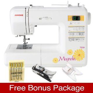 Janome 7330 Magnolia Computerized Sewing Machine with 30 Built In Stitches PLUS FREE Ultra Glide Foot, Set of Assorted Size Universal Needles, and Button Sewing Foot ALL AT NO EXTRA CHARGE