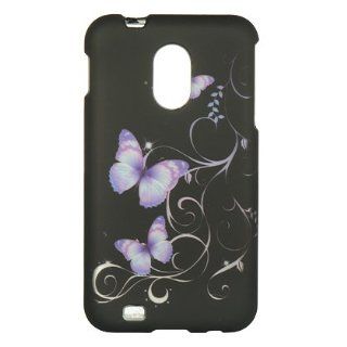 Luxmo CRSAMD710BKPPBF Unique Durable Rubberized Crystal Case for Samsung Epic Touch 4G/D710   Retail Packaging   Black/Purple Butterfly Cell Phones & Accessories