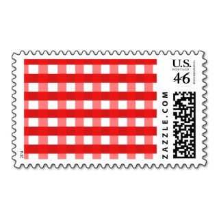 Pretty Chic Red Gingham Checked Fabric Pattern Postage