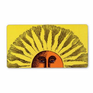 Vintage Celestial Yellow Smiling Happy Hippie Sun Personalized Shipping Label
