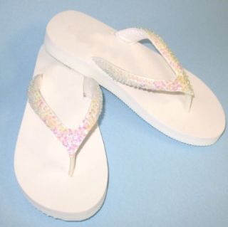 White Sandals with Iridescent Sequin and Beads Straps (5) Shoes