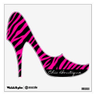Pink Zebra Print Custom Text Stiletto Heels Decor Wall Decals