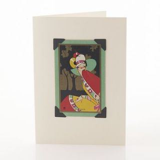 art deco greetings card people by vintage playing cards