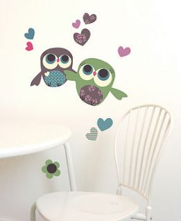 owls mini fabric wall stickers by chocovenyl