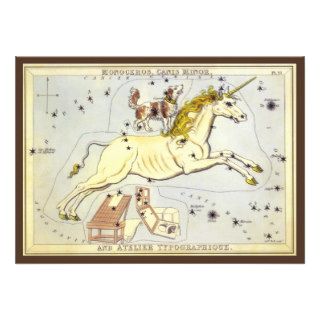 Vintage Astronomy, Unicorn Monoceros Constellation Invites