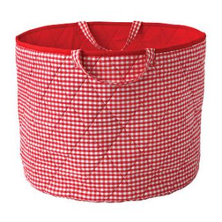 red gingham toy storage basket by kiddiewinkles