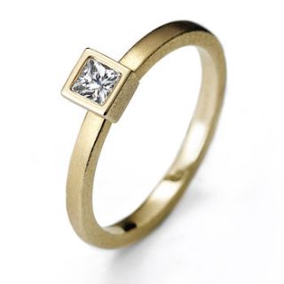 yellow gold princess cut solitaire by shona carnegie designs