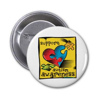 Autism Awareness Heart Puzzle Pieces Button