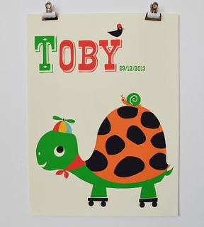 personalised 'travelling tortoise' name print by ketchup on everything