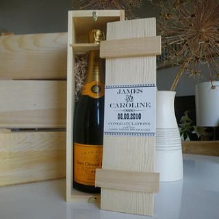 personalised wooden box for wine or champagne by letterfest