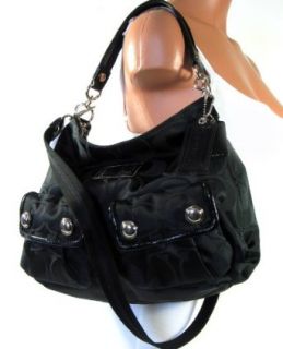 Coach Op Art Sateen Pocket Shoulder Bag Purse 14570 Black Hobo Handbags Clothing